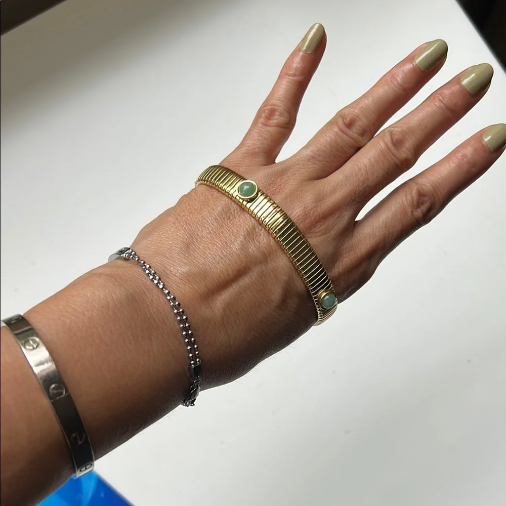 Elegant Gold and Green Bracelet